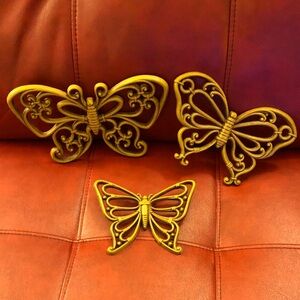 EUC Home Interior Set Of Three Butterflies is a Mix of Bronze/Brown Rustic Color
